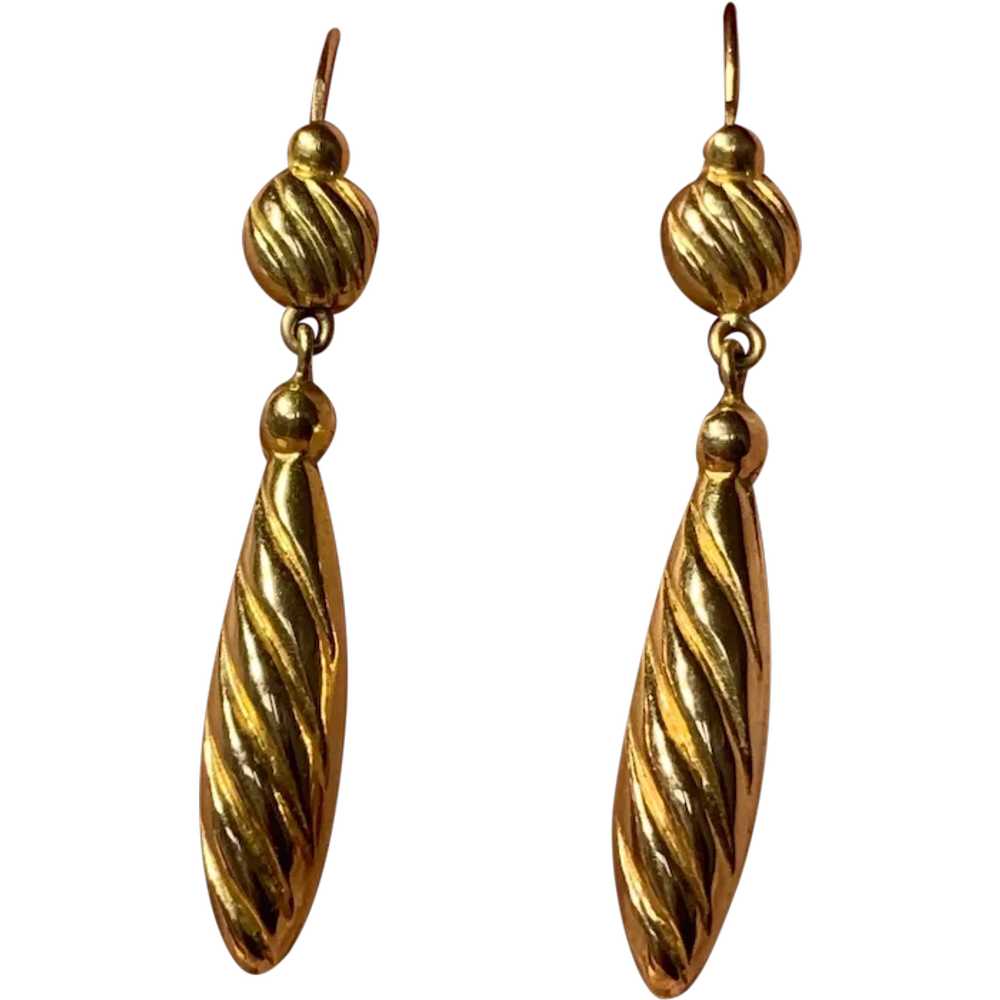 French 18 K gold Torpedo earrings - image 1