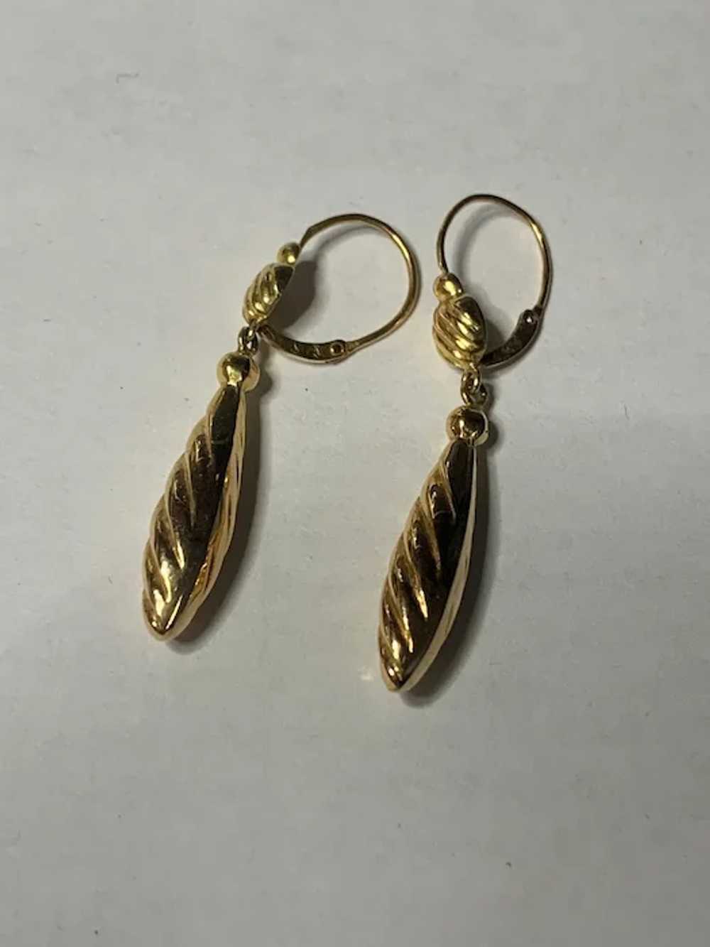 French 18 K gold Torpedo earrings - image 2