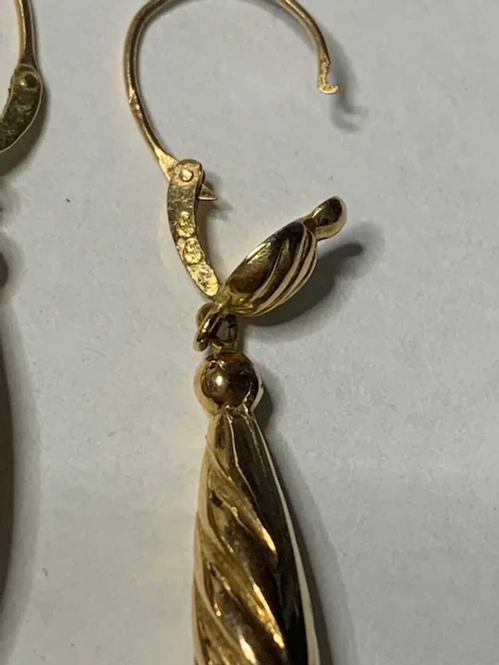 French 18 K gold Torpedo earrings - image 4