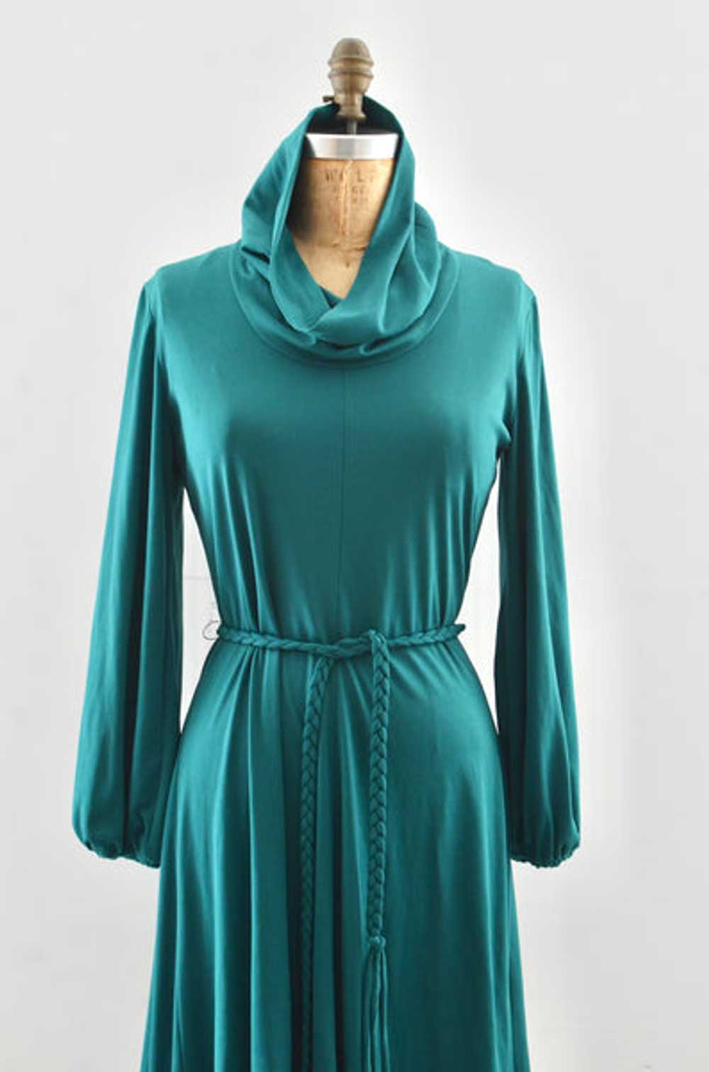 70's Jewel Green Dress - image 2