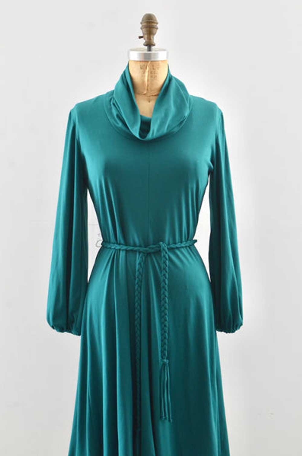 70's Jewel Green Dress - image 4