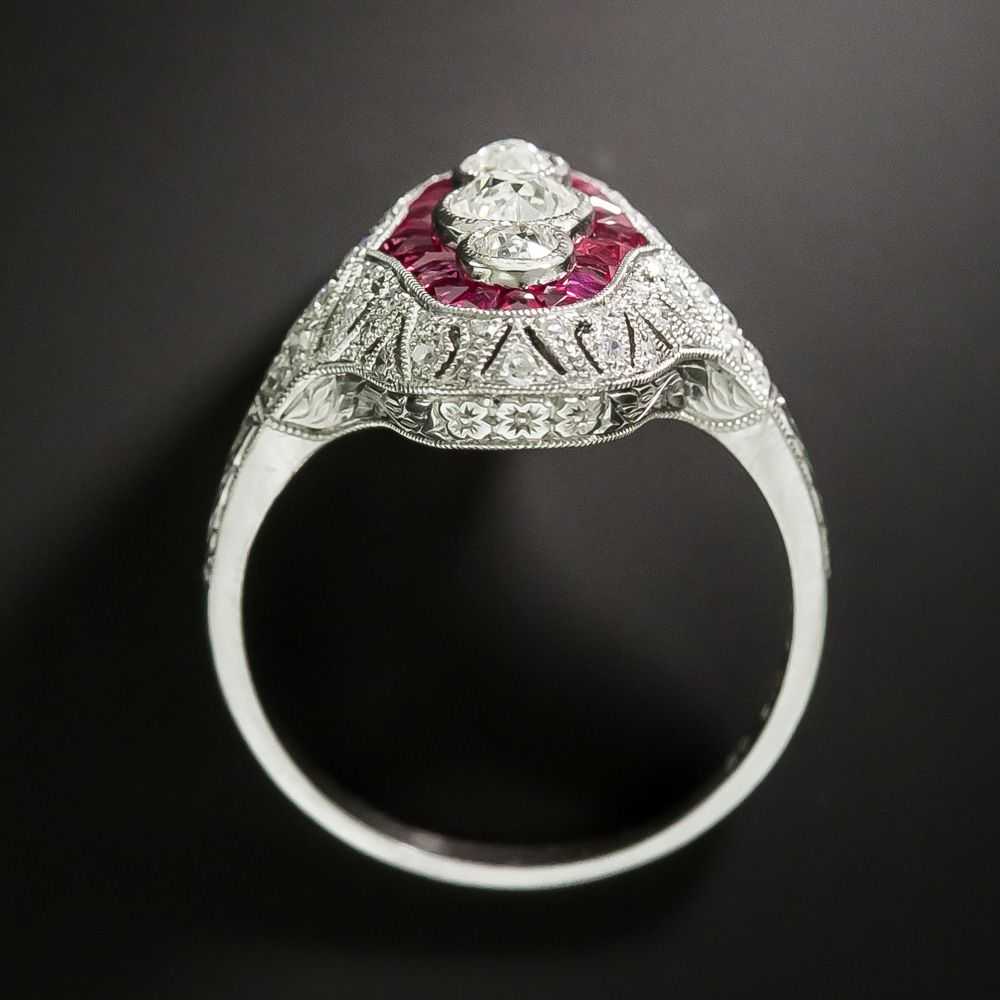 Art Deco-Style Diamond and Ruby Dinner Ring - image 3