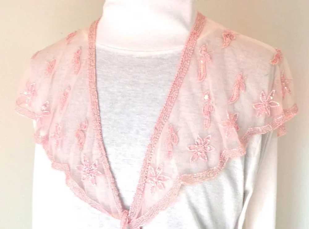 1920's Beaded & Net  & Lace Shawl / Collar / Shru… - image 3