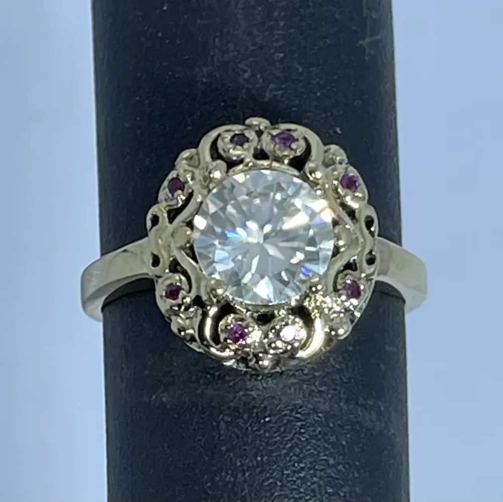 14k Moissanite and Ruby Ring, Free Resize - image 4