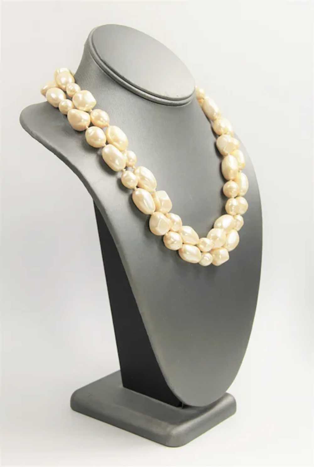 Estate Vintage Givenchy Double Strand Glass Pearl… - image 2