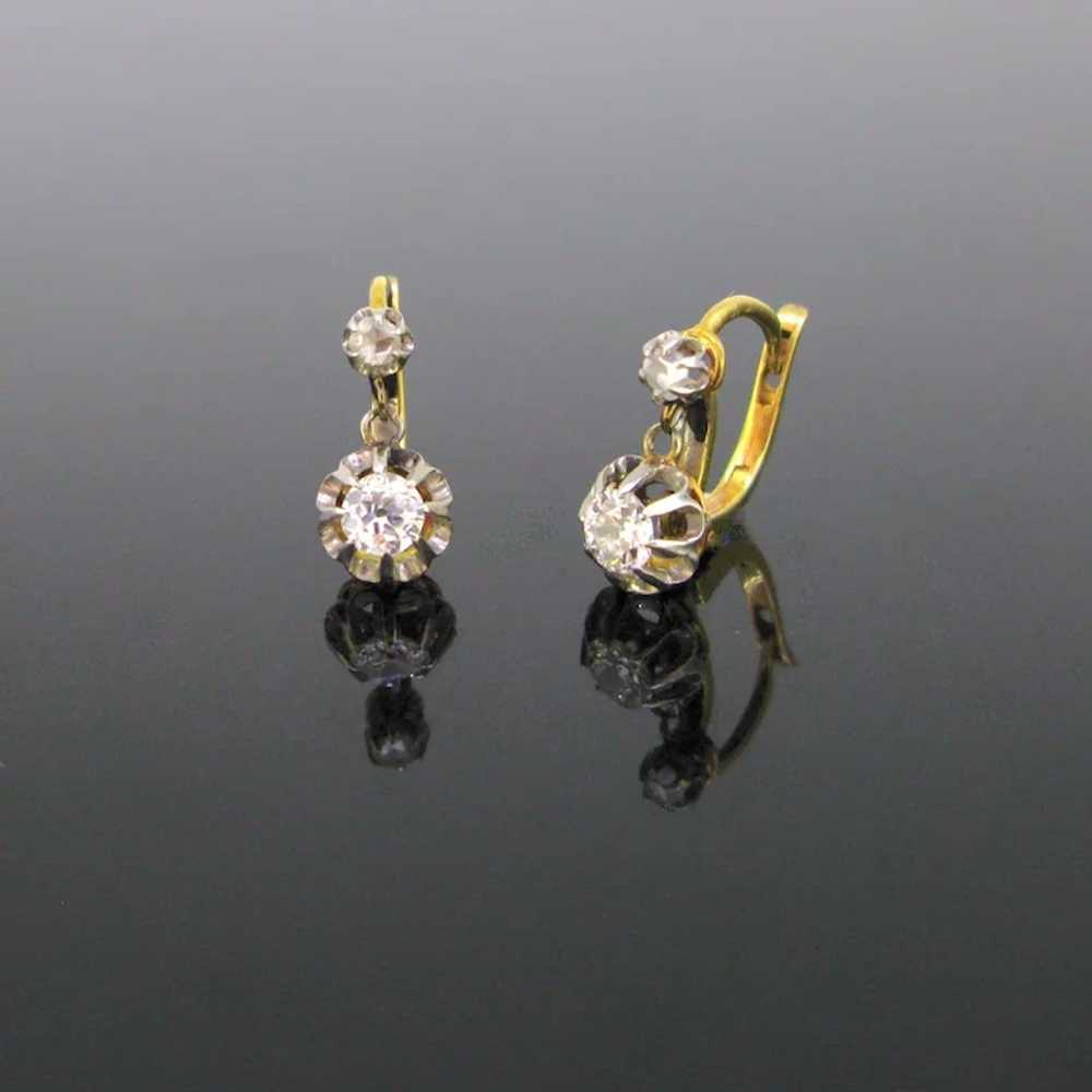 Antique Diamonds Dormeuses Earrings, 18kt gold an… - image 2