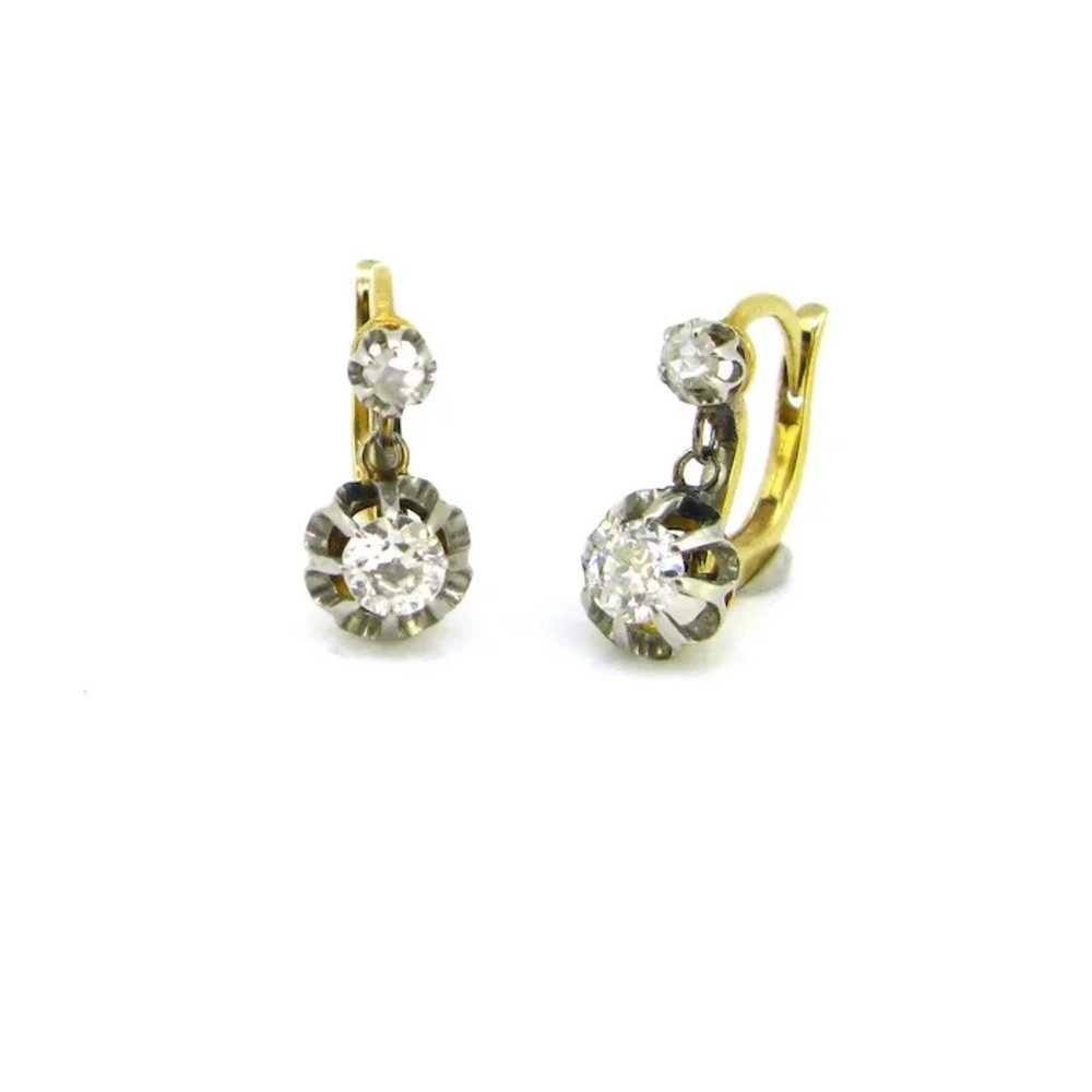 Antique Diamonds Dormeuses Earrings, 18kt gold an… - image 3