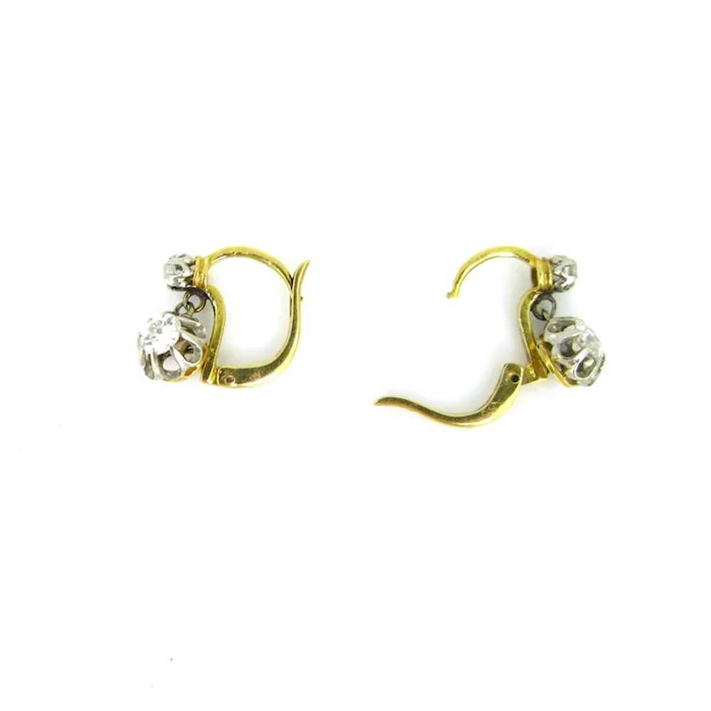 Antique Diamonds Dormeuses Earrings, 18kt gold an… - image 4