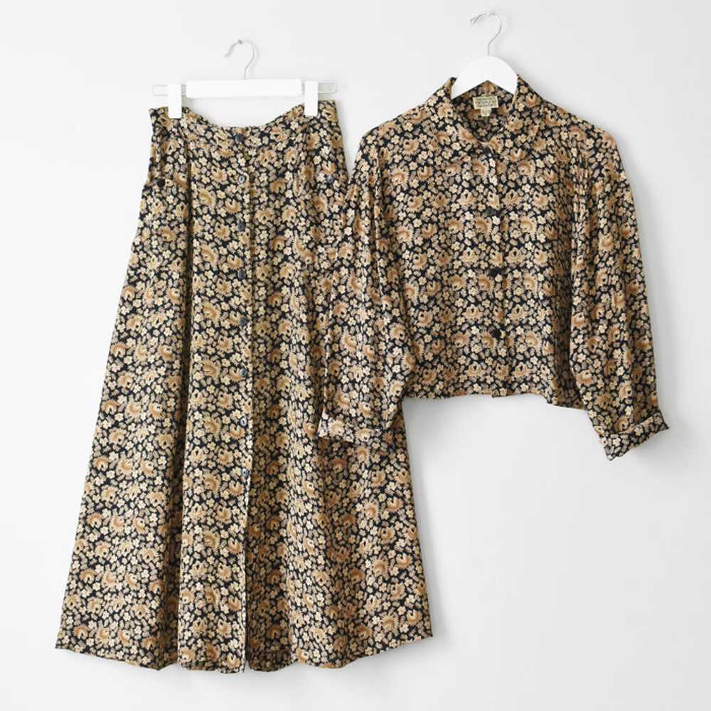 vintage botanical skirt set (m/l) - image 1