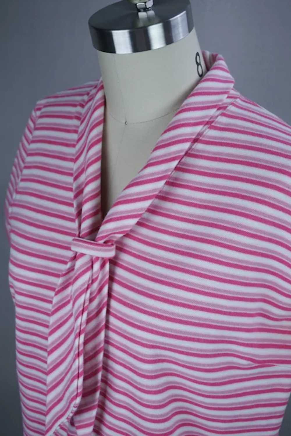 60s Pink and White Striped Knit Shirt by Dutchmai… - image 5