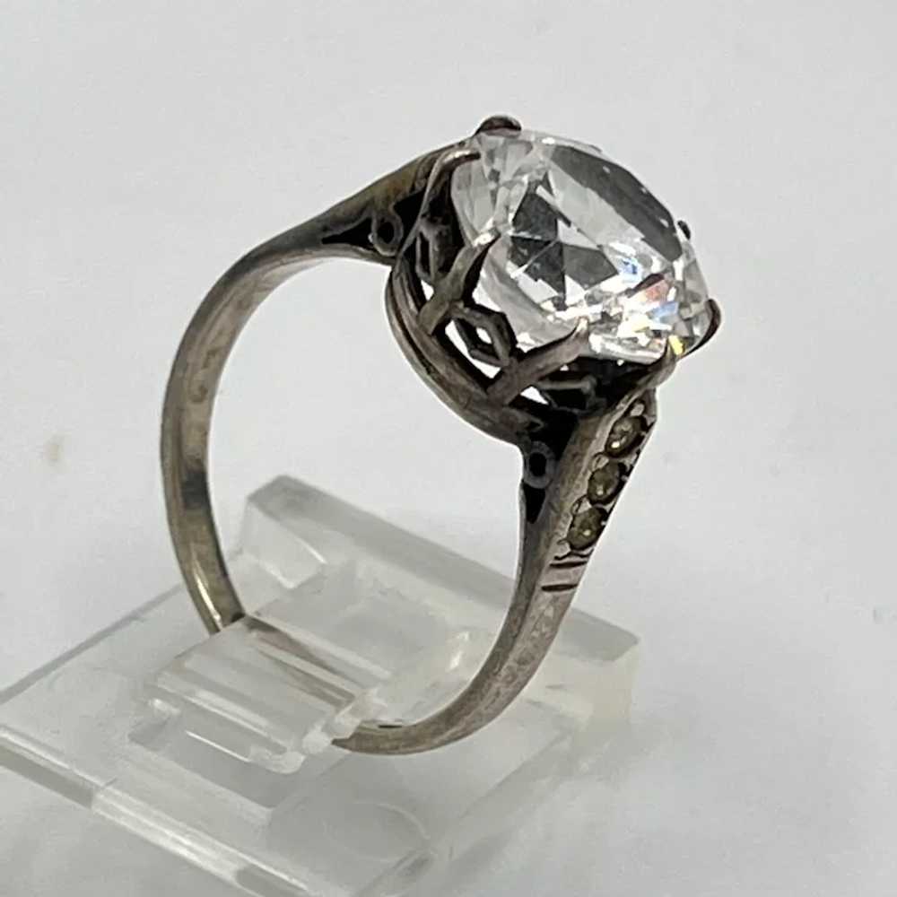 Antique Ca 1900 Sterling Silver Ring with Cut Cry… - image 3