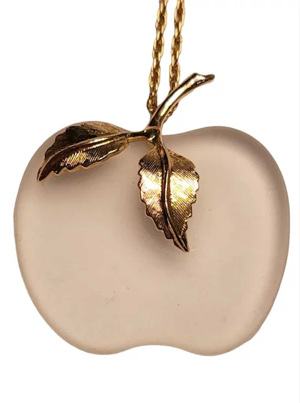 Avon Vintage Frosted Clear Glass Apple Pendant Ch… - image 4
