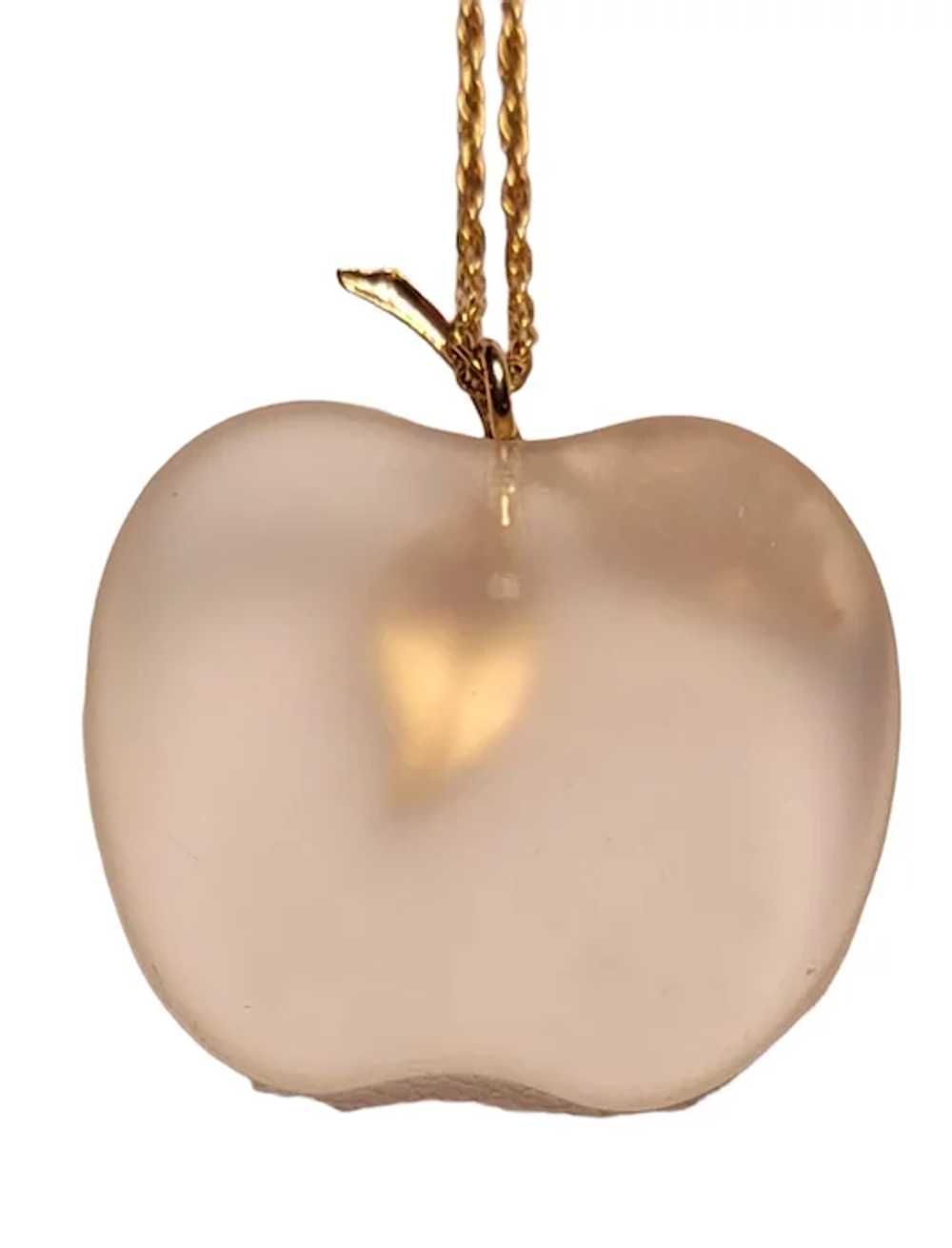Avon Vintage Frosted Clear Glass Apple Pendant Ch… - image 5