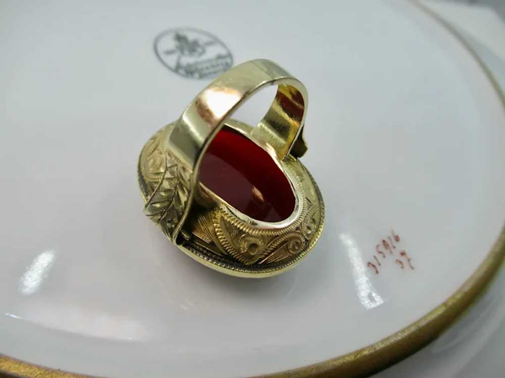 Superb Antique Victorian 14k Gold Ring Hardstone … - image 10