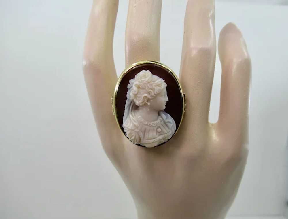 Superb Antique Victorian 14k Gold Ring Hardstone … - image 2