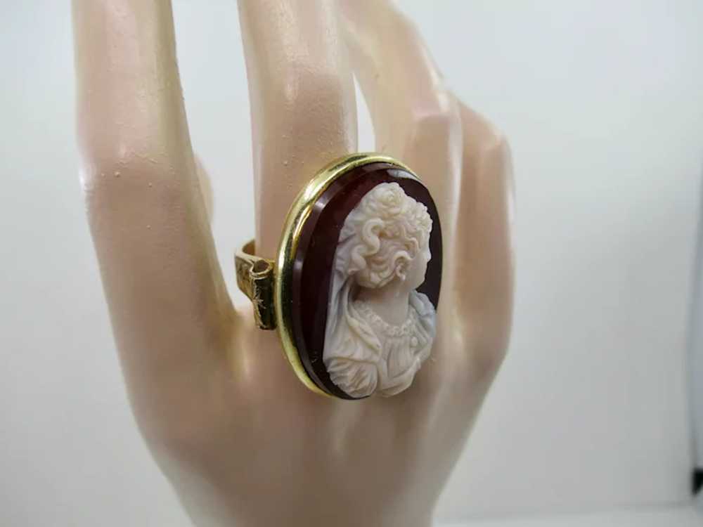 Superb Antique Victorian 14k Gold Ring Hardstone … - image 5