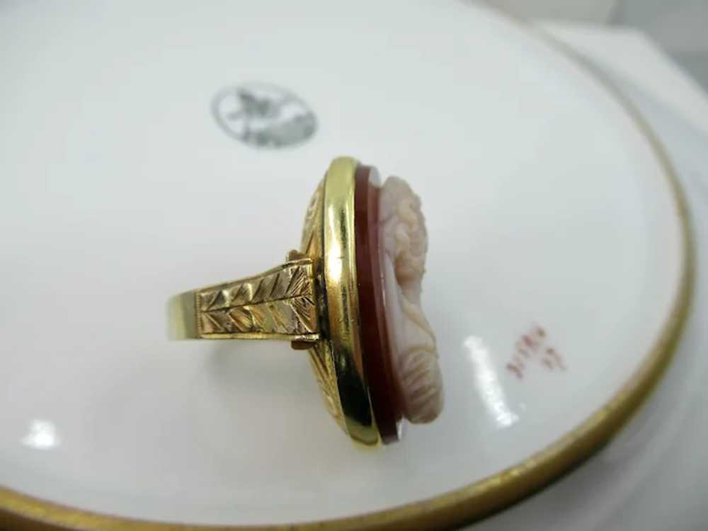 Superb Antique Victorian 14k Gold Ring Hardstone … - image 6