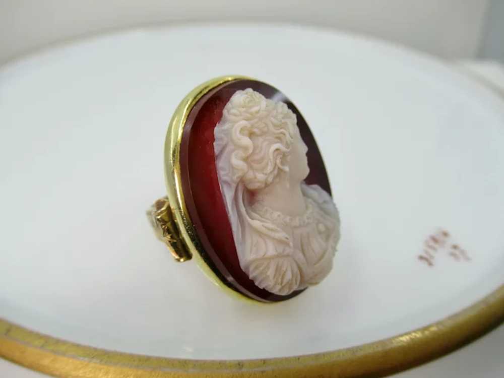 Superb Antique Victorian 14k Gold Ring Hardstone … - image 7