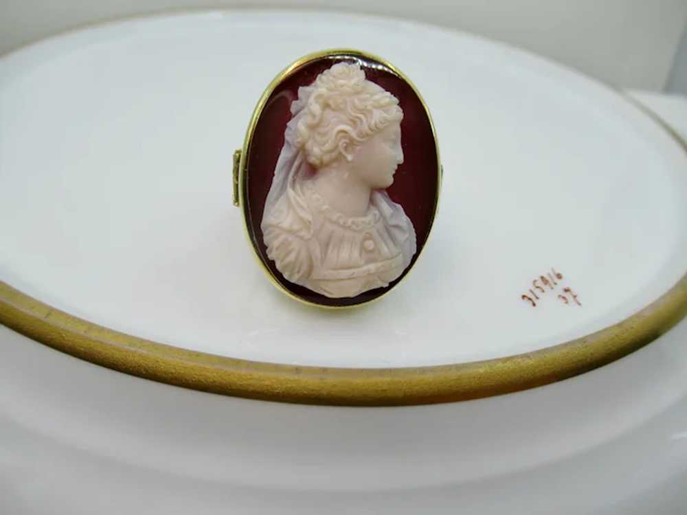 Superb Antique Victorian 14k Gold Ring Hardstone … - image 9