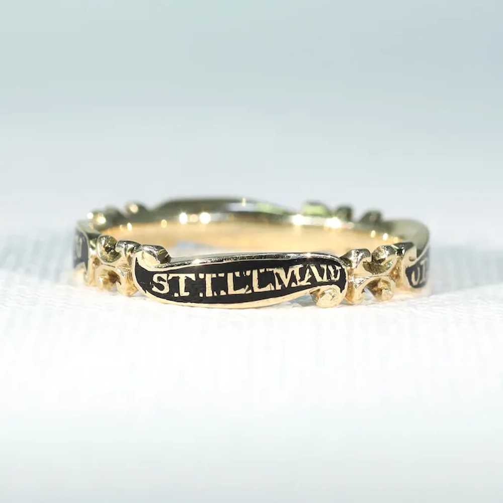 Georgian Era Black Enamel Gold Memorial Ring Stil… - image 2