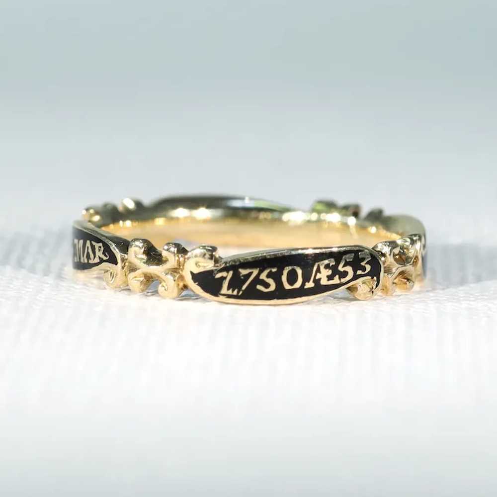 Georgian Era Black Enamel Gold Memorial Ring Stil… - image 4