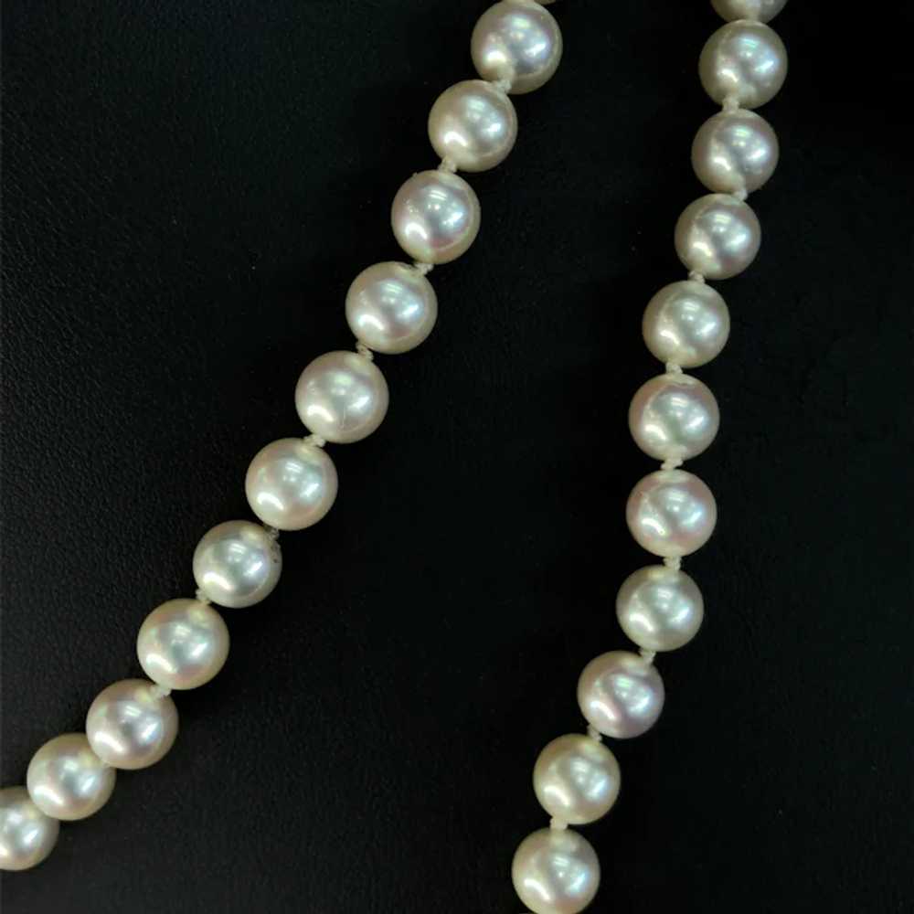 Vintage 39" 7.5mm Pinkish White Cultured Pearl Fl… - image 5