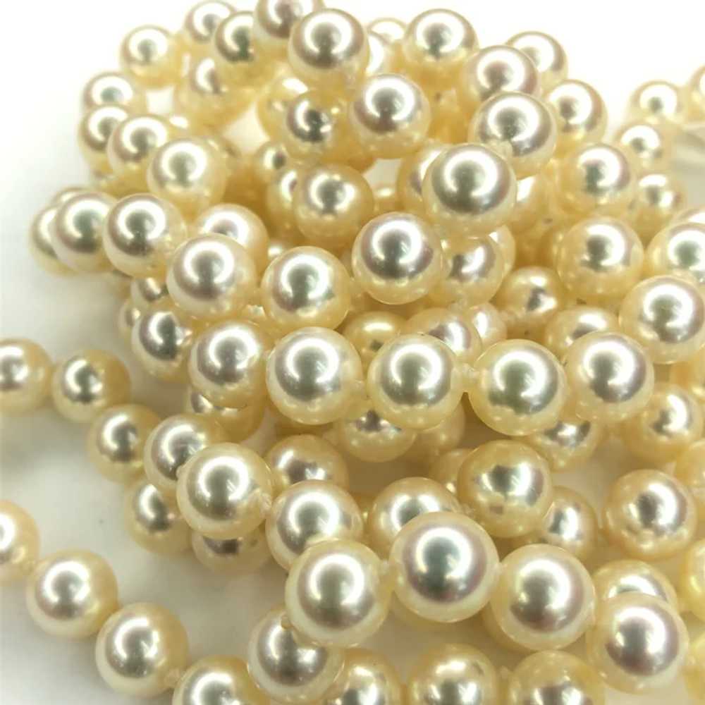 Vintage 39" 7.5mm Pinkish White Cultured Pearl Fl… - image 6