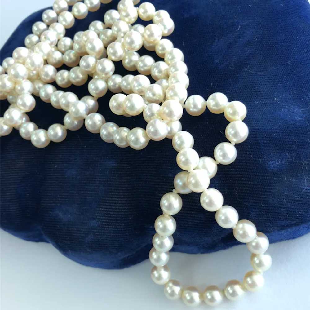 Vintage 39" 7.5mm Pinkish White Cultured Pearl Fl… - image 9