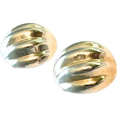Sterling Silver Large Round Clip On Earrings - image 1