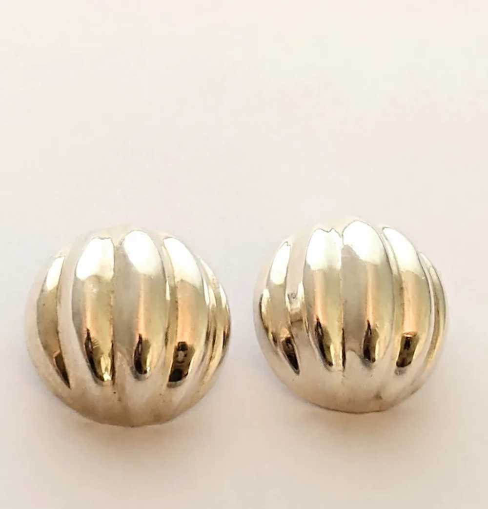 Sterling Silver Large Round Clip On Earrings - image 3