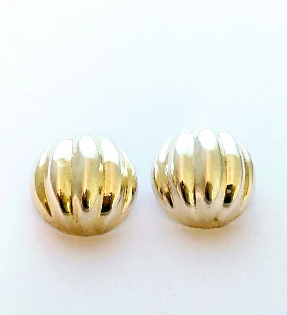 Sterling Silver Large Round Clip On Earrings - image 4
