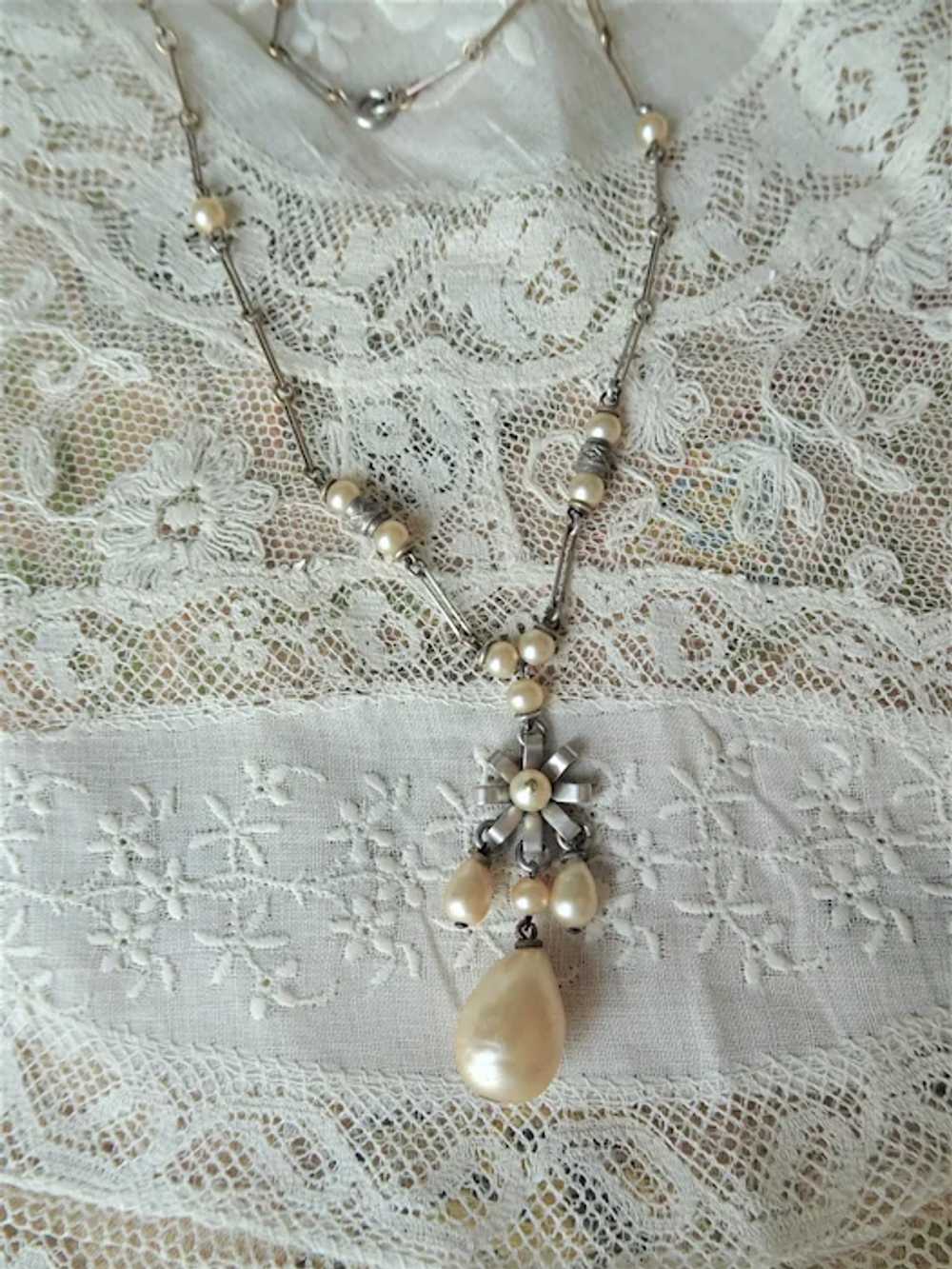 BEAUTIFUL Antique Necklace, Edwardian Faux Pearls… - image 4