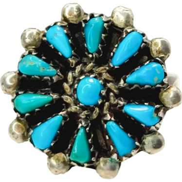 Vintage 1980s Turquoise and Sterling Silver Petit… - image 1