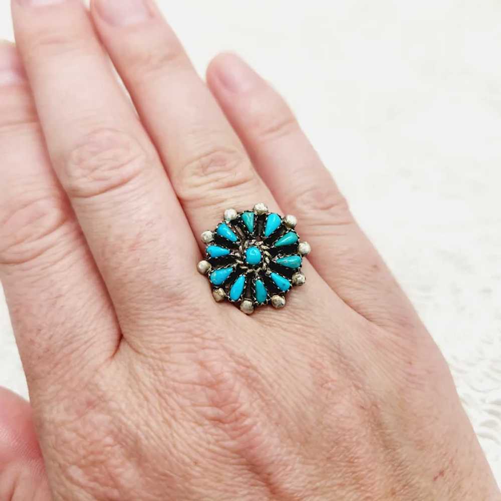 Vintage 1980s Turquoise and Sterling Silver Petit… - image 7