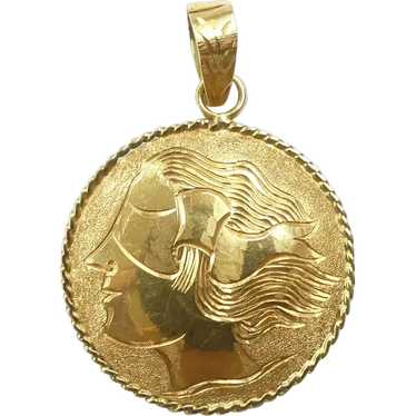 Blind Lady Justice Pendant 18K Yellow Gold