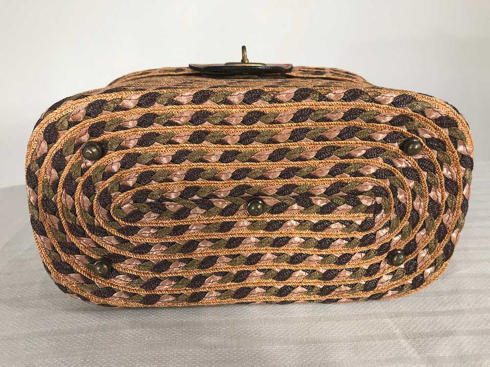 Eric Javits Woven Raffia, Cord & Leather Handbag - image 5