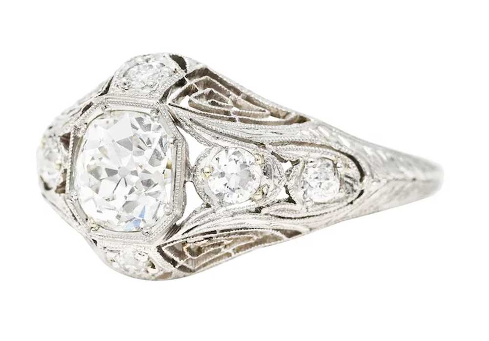 Art Deco 1.11 CTW Old Mine Diamond Platinum Engag… - image 6