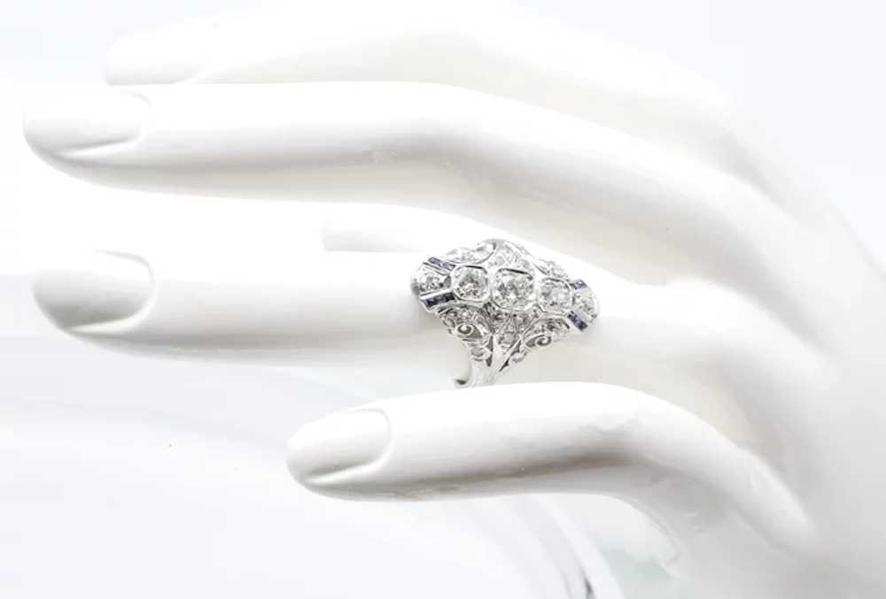 Lady's Platinum Art Deco Diamond & Sapphire Ring - image 8
