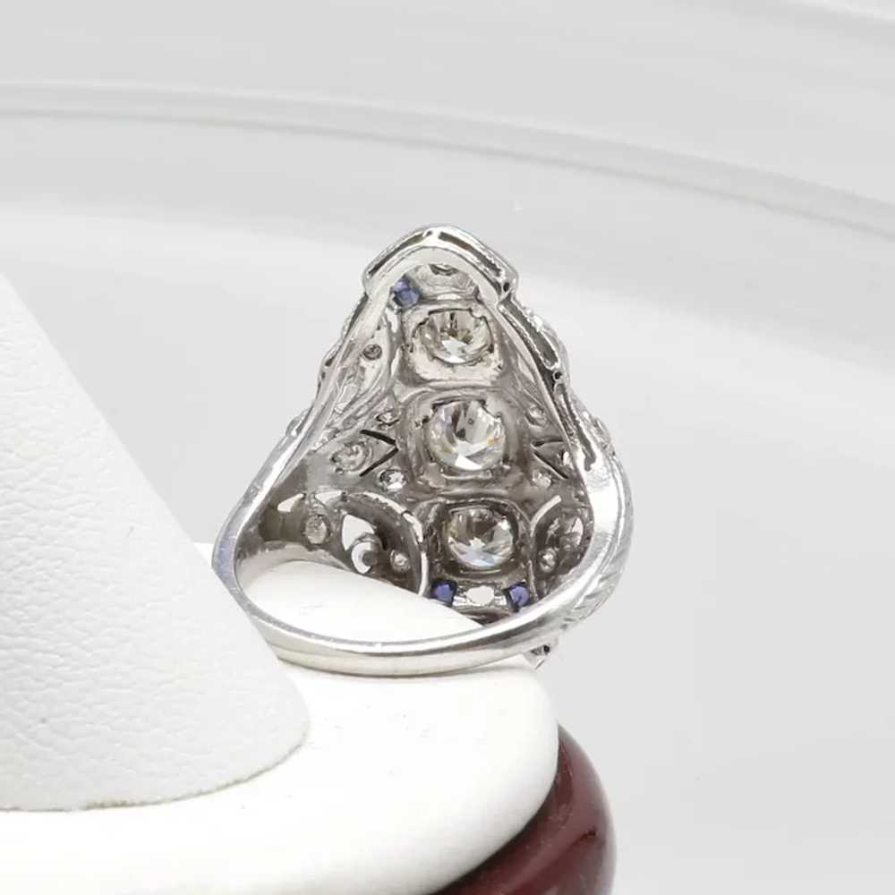 Lady's Platinum Art Deco Diamond & Sapphire Ring - image 9