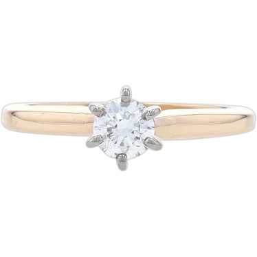 Yellow Gold Diamond Solitaire Engagment Ring - 14k