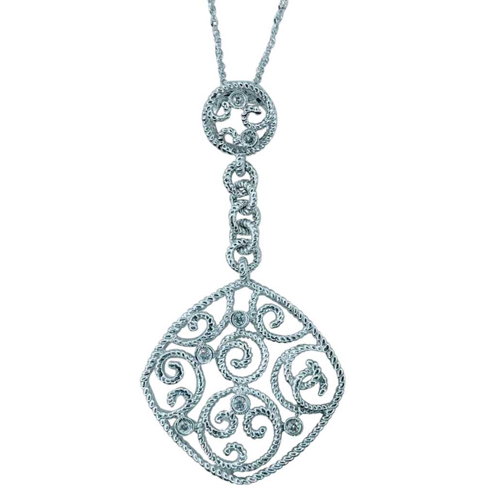 Lovely Diamond & 14K White Gold Pendant Necklace - image 1