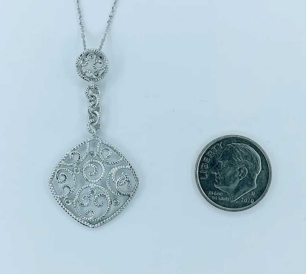 Lovely Diamond & 14K White Gold Pendant Necklace - image 5