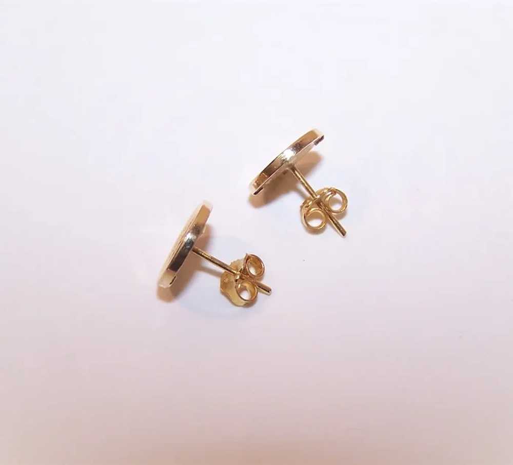 14K Gold Stud Earrings - Mexican Aztec Incan Chie… - image 6