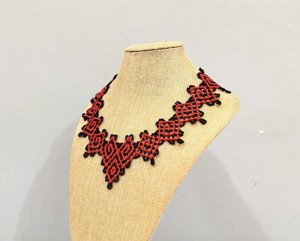 Original handcrafted beaded collar necklace in et… - image 3