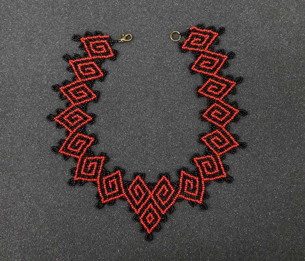 Original handcrafted beaded collar necklace in et… - image 5