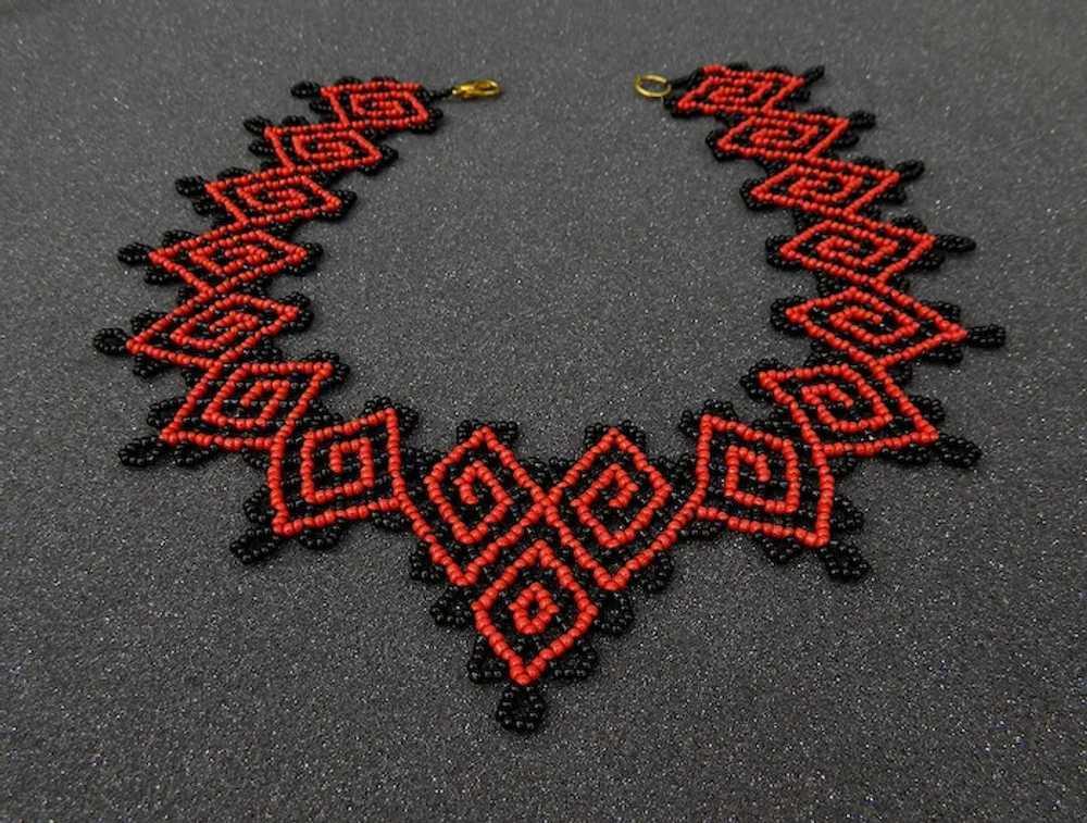 Original handcrafted beaded collar necklace in et… - image 6