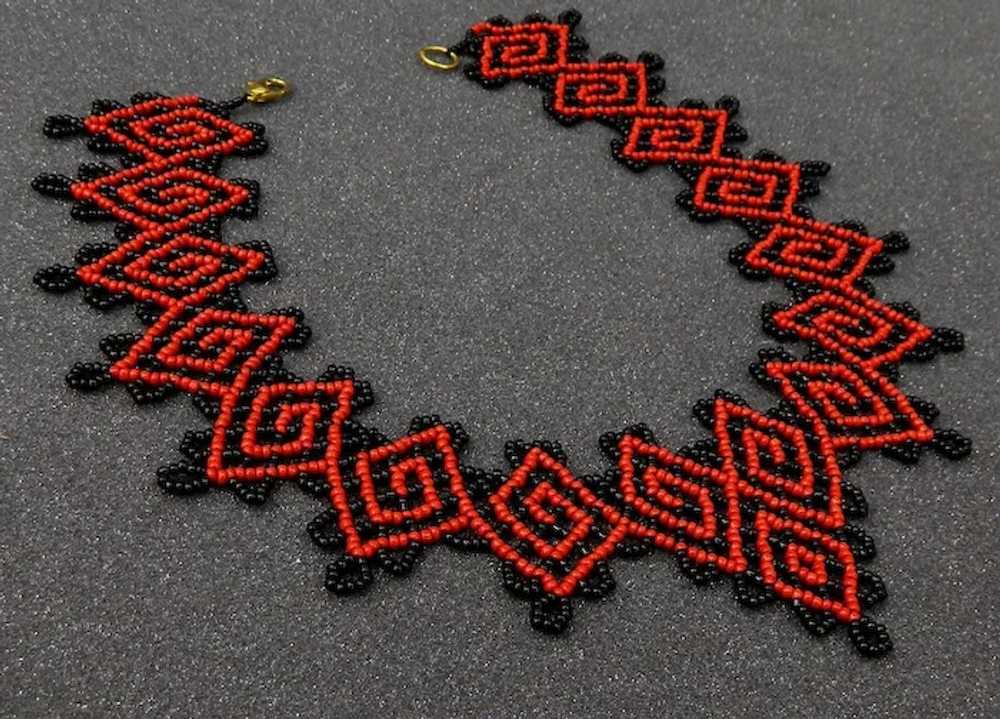 Original handcrafted beaded collar necklace in et… - image 9