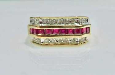 Ruby and Diamond Ring in 14K Gold, 14K Ruby and D… - image 1