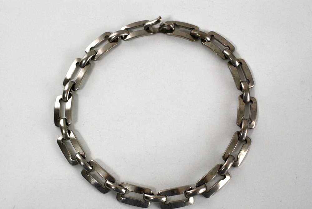 Vintage Chunky Steel Link Choker Necklace - image 1