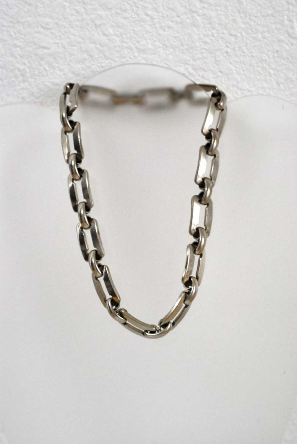 Vintage Chunky Steel Link Choker Necklace - image 2